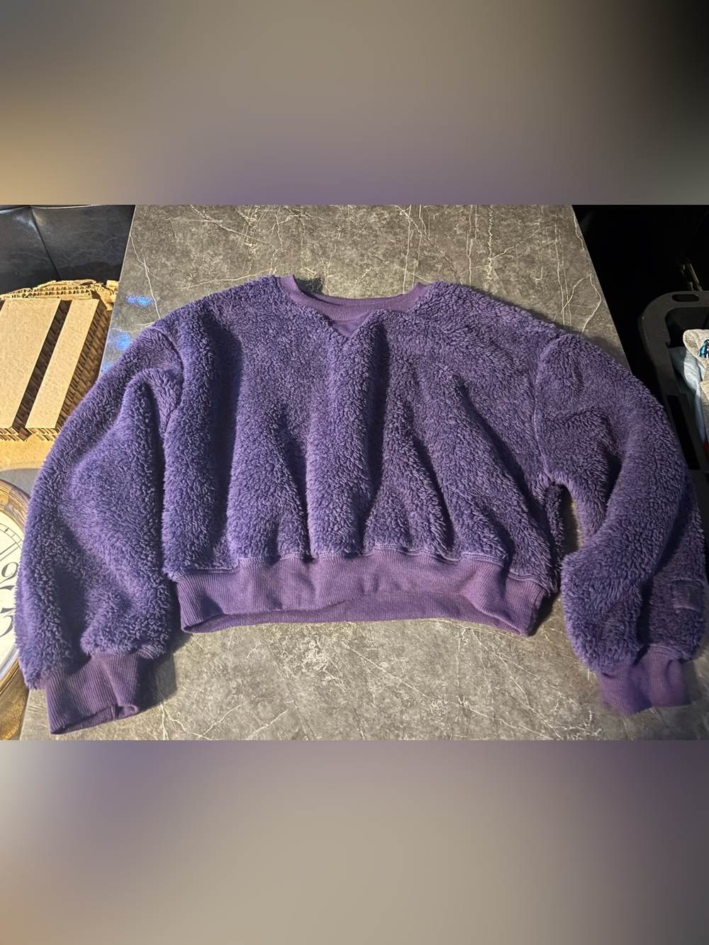 Savage X Fenty Plush Purple Sherpa Crewneck Sweater